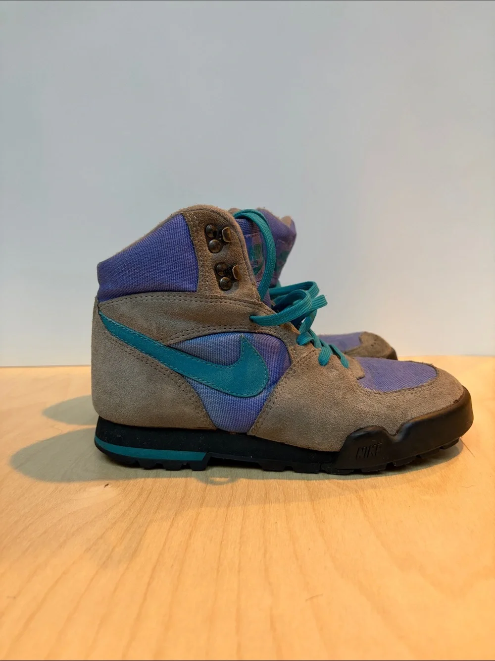 Nike Caldera Teal and Purple Suede High-Top Sneakers